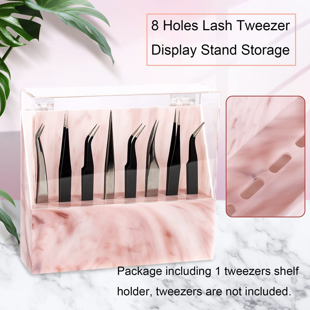LXIANGN 8 Holes Eyelash Tweezers Holder Case for Lash Extensions,Pink