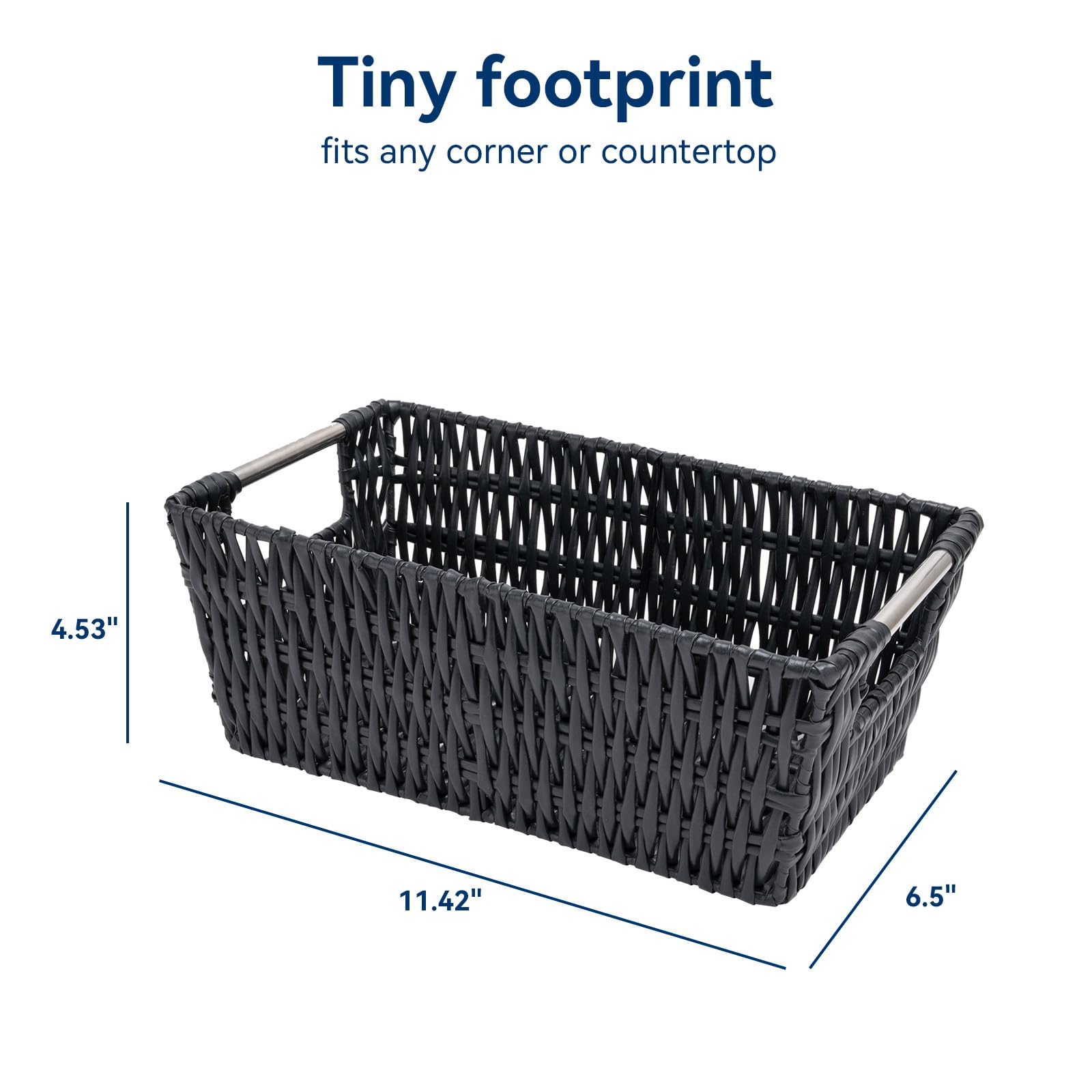 Whitmor 6500-2712-BLK Rattique Small Shelf Black Tote Basket