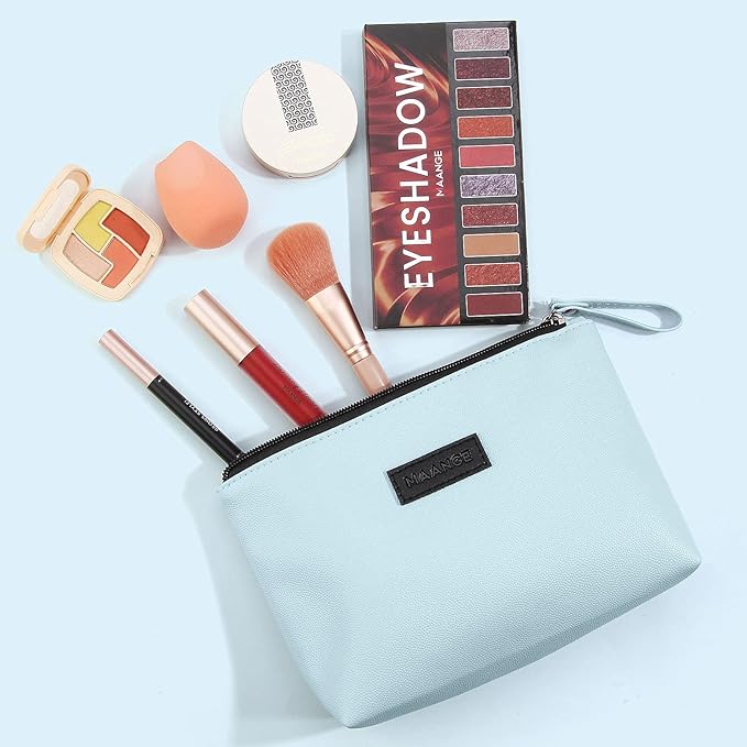 Cosmetic Bags for Women Small Makeup Bag for Purse Pu Leather Makeup Pouch Travel Makeup Bag with Zipper Make Up Bag for Travelling