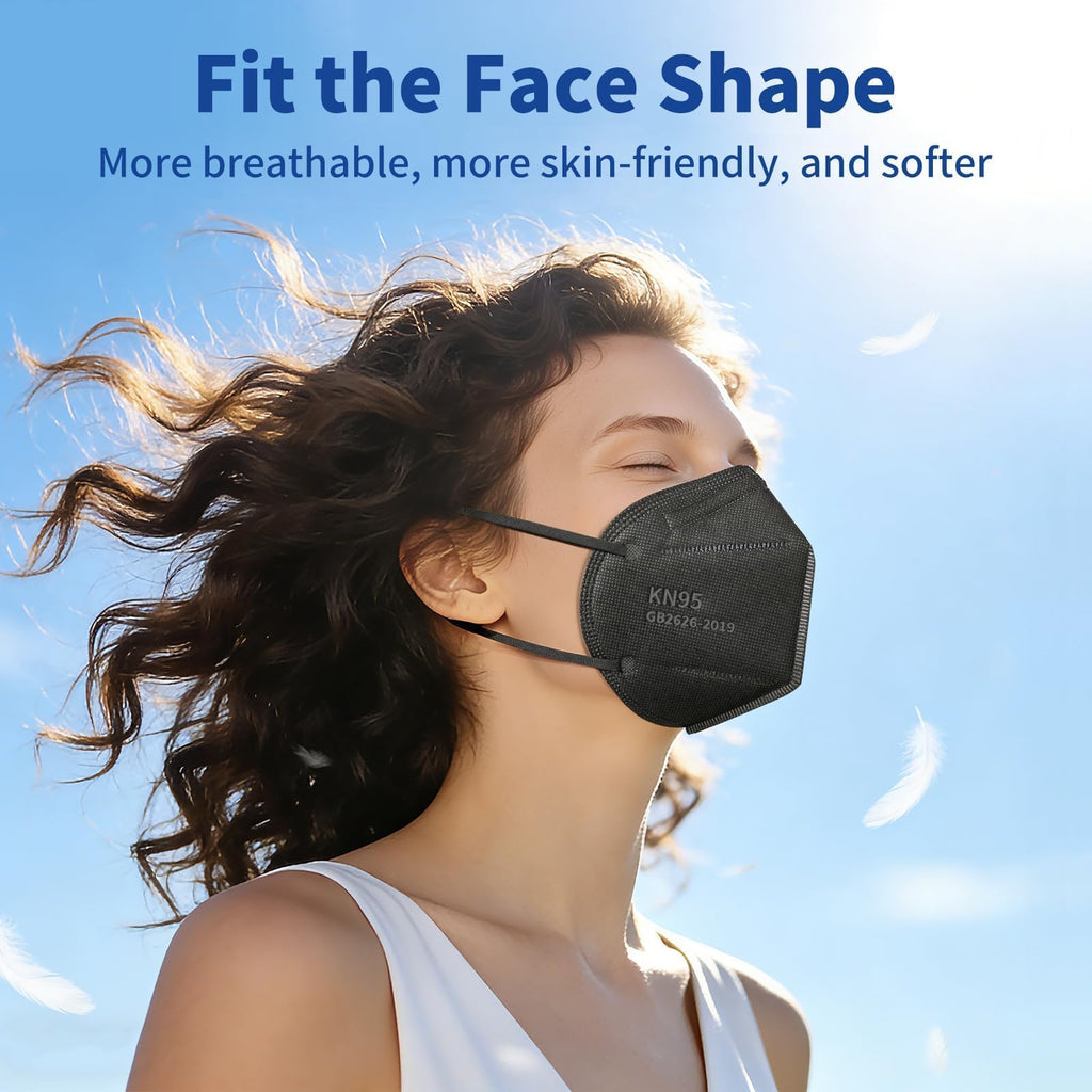 Hotodeal KN95 Face Masks 40Pcs, 5-Ply Breathable KN95 Mask for Adult, Black
