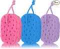 3-piece Set of Colored Honeycomb Bath sponges (red, Blue, Purple)