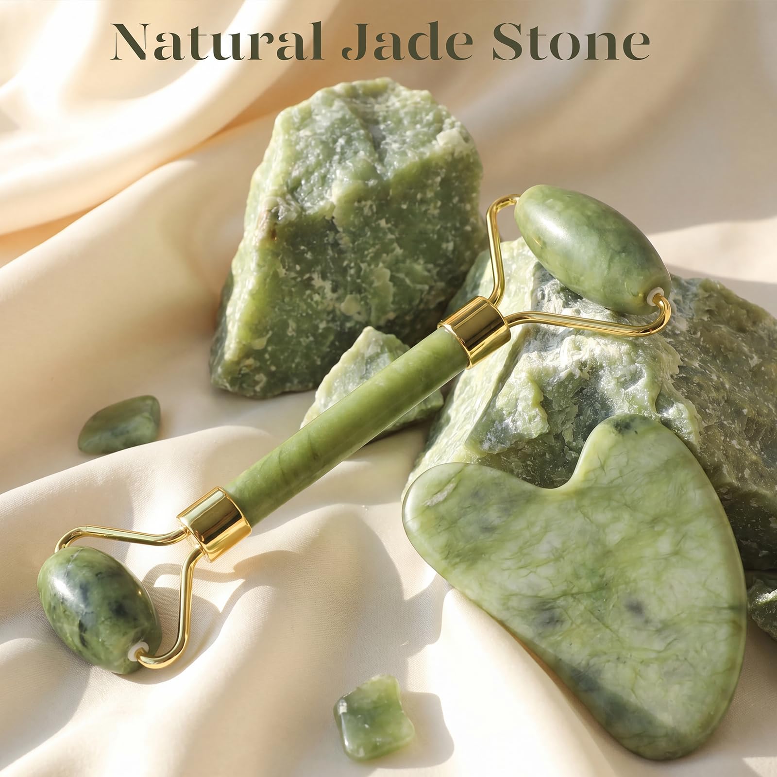 BAIMEI IcyMe Jade Face Roller & Gua Sha Set,Self Care Gifts for Women