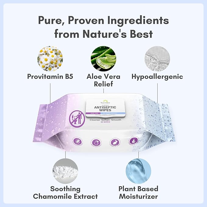 Nurture XL Antibacterial Body & Hand Sanitizing Cloths - 60 Wipes, 5 Pack