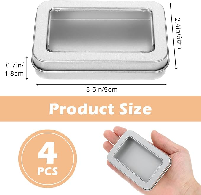 FNANJWQ 4Pcs Travel Cotton Swab Holder, Portable Floss Pick Holder, Metal Cotton Ball Holders for Dental Floss, Clear Dustproof Travel Qtips Case with Lid, Hair Ties Small Items