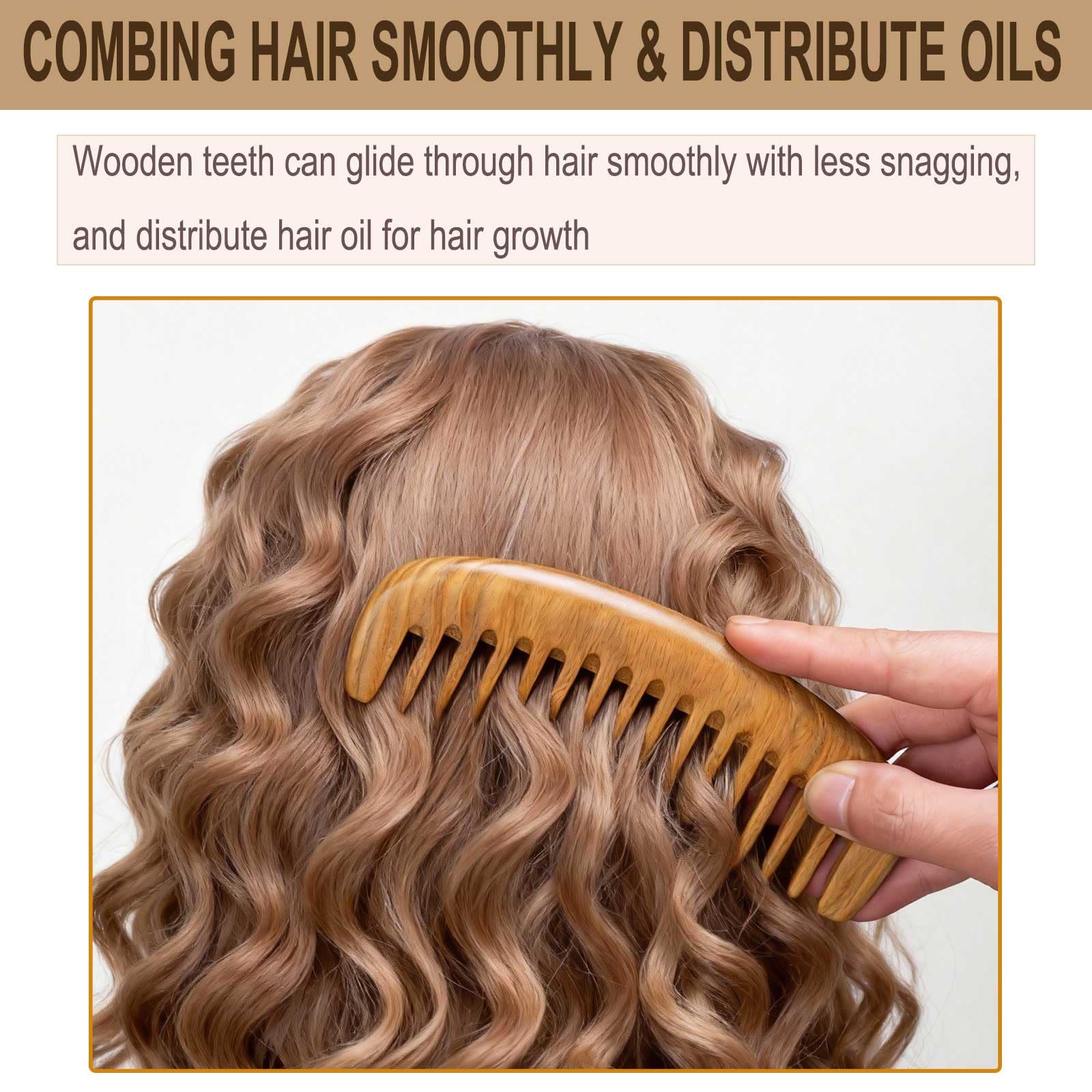 Moreinday 2 Pack Wooden Comb, Beard Comb for Men, Hair Combs for Women