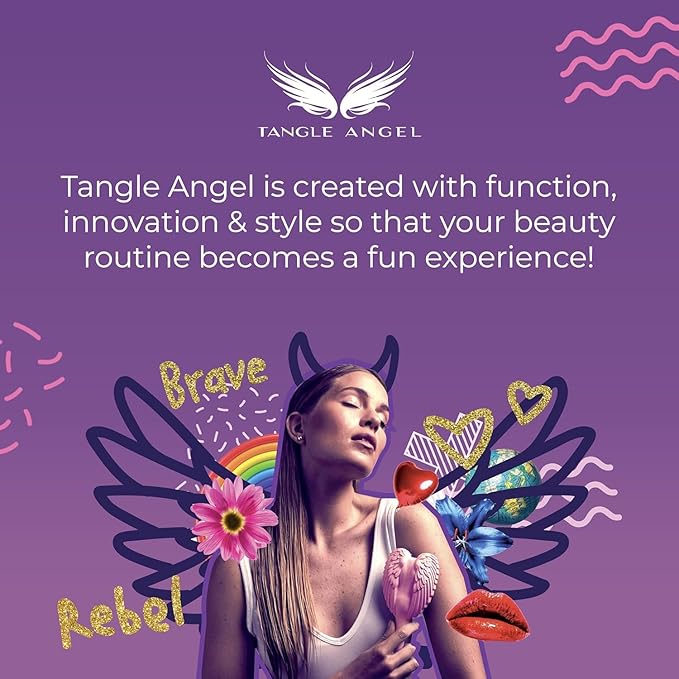 Detangling Hair Brush - Anti Static Angel Wing Hair Brush with Soft & Flexible Bristle for Straight & Wavy Hair - Tangle Angel Hair Detangler Brushes for Blow Drying & Shower - Matt White