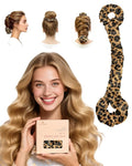 BONNET QUEEN Large Satin Heatless Hair Curler for Long Thick Hair, Heatless Curls Overnight, Hair Curlers to Sleep In, Damage-Free Waves for Women with Built-in Scrunchie, Leopard
