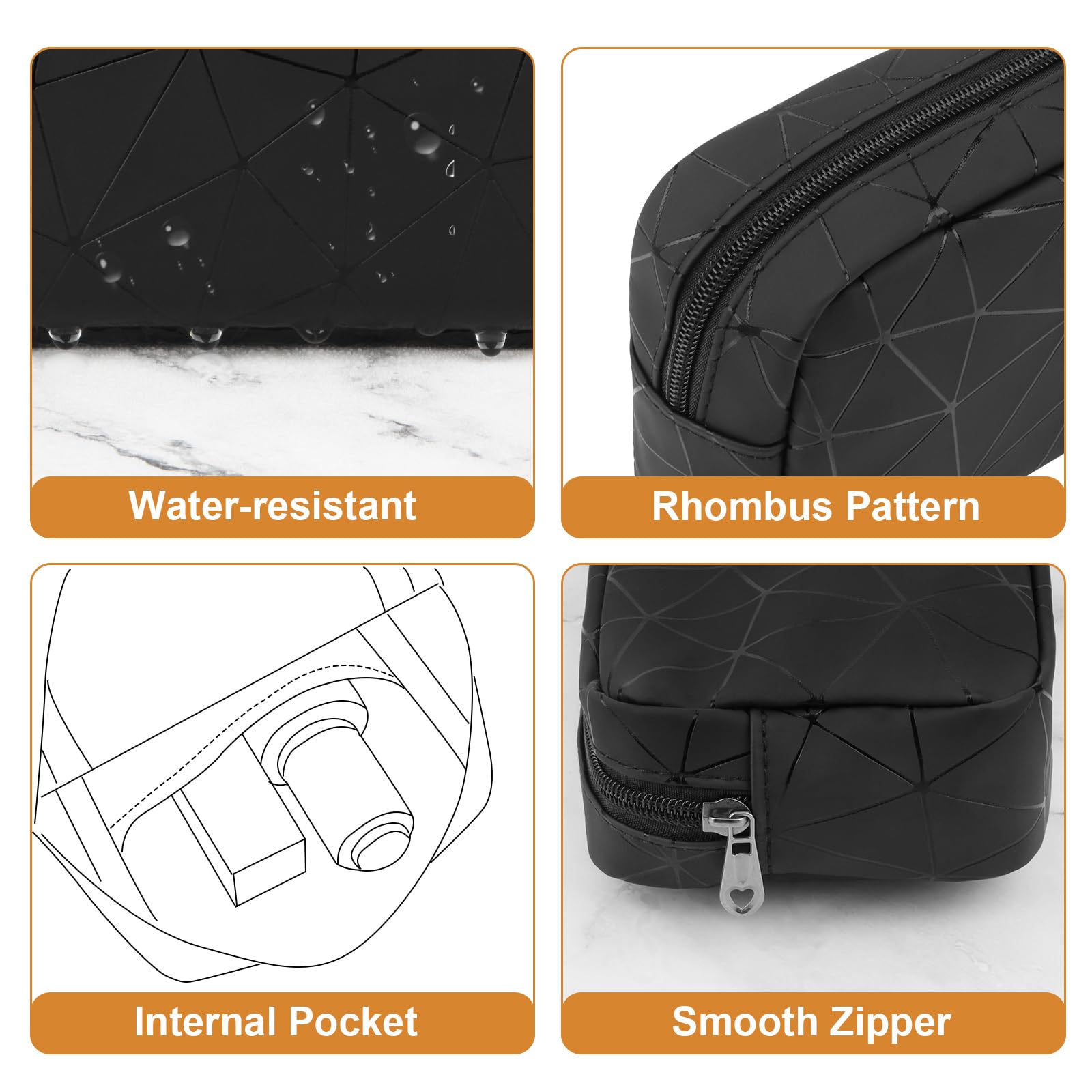 Likesing Period Bag for Teen Girls, Leather Sanitary Napkin Storage Bag, Portable Menstrual Pad Bag Period Pads Pouch, Small Make Up Bags(Black)