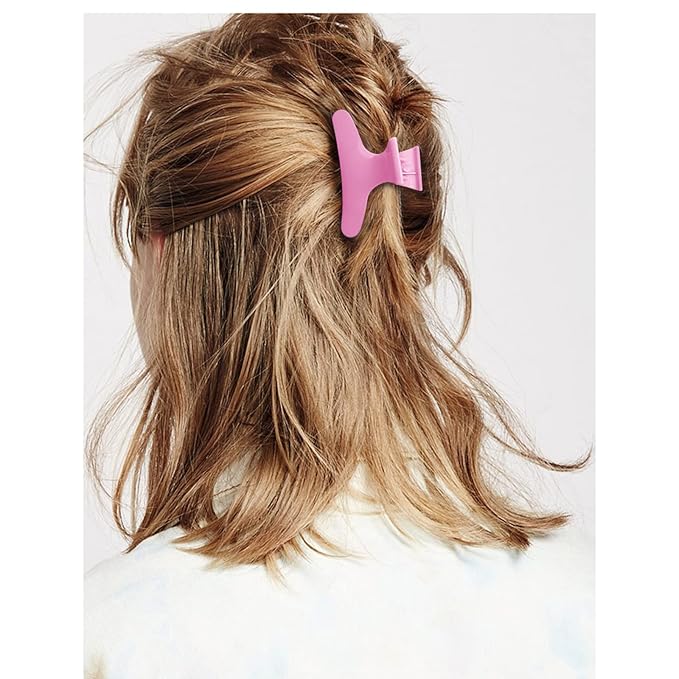 BAHABY Hair Clips for Styling and Sectioning - 12 Pack Pink Butterfly Clamps for Hair Conditioning, Blow Drying, Cutting, Coloring