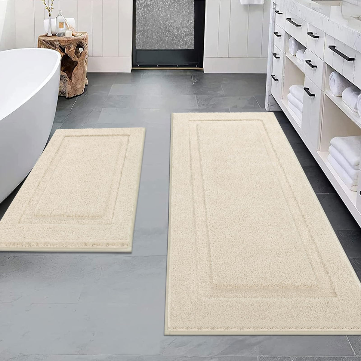 SHACOS Soft Microfiber Bathroom Rugs Set 2 Pieces with Toilet Rug