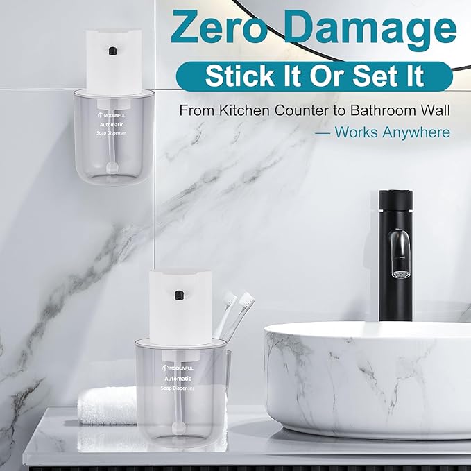 Automatic Foaming Soap Dispenser Touchless: 13.5oz Wall Mount/Countertop Foam Soap Dispenser, Type-C Rechargeable – Suitable for Bathroom, Office, Hotel (White)
