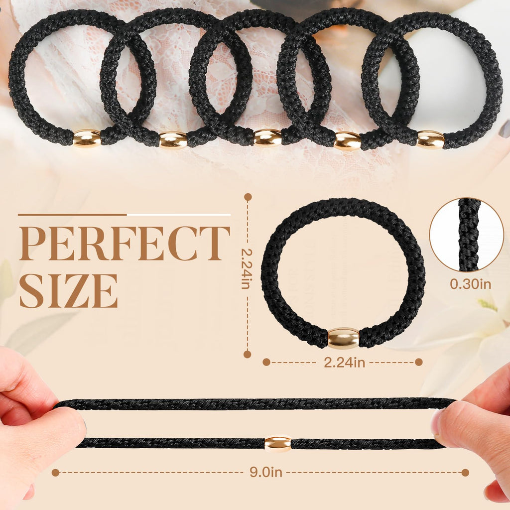 FORENEE 10Pcs Braided Hair Ties for Thick Hair - Black