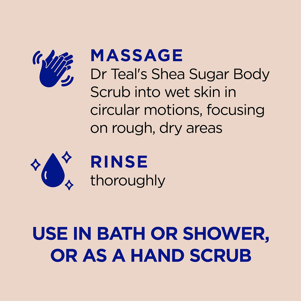 Dr Teal's Shea Sugar Body Scrub, Shea Butter with Almond Oil & Essential Oils, 19 oz (Pack of 3)