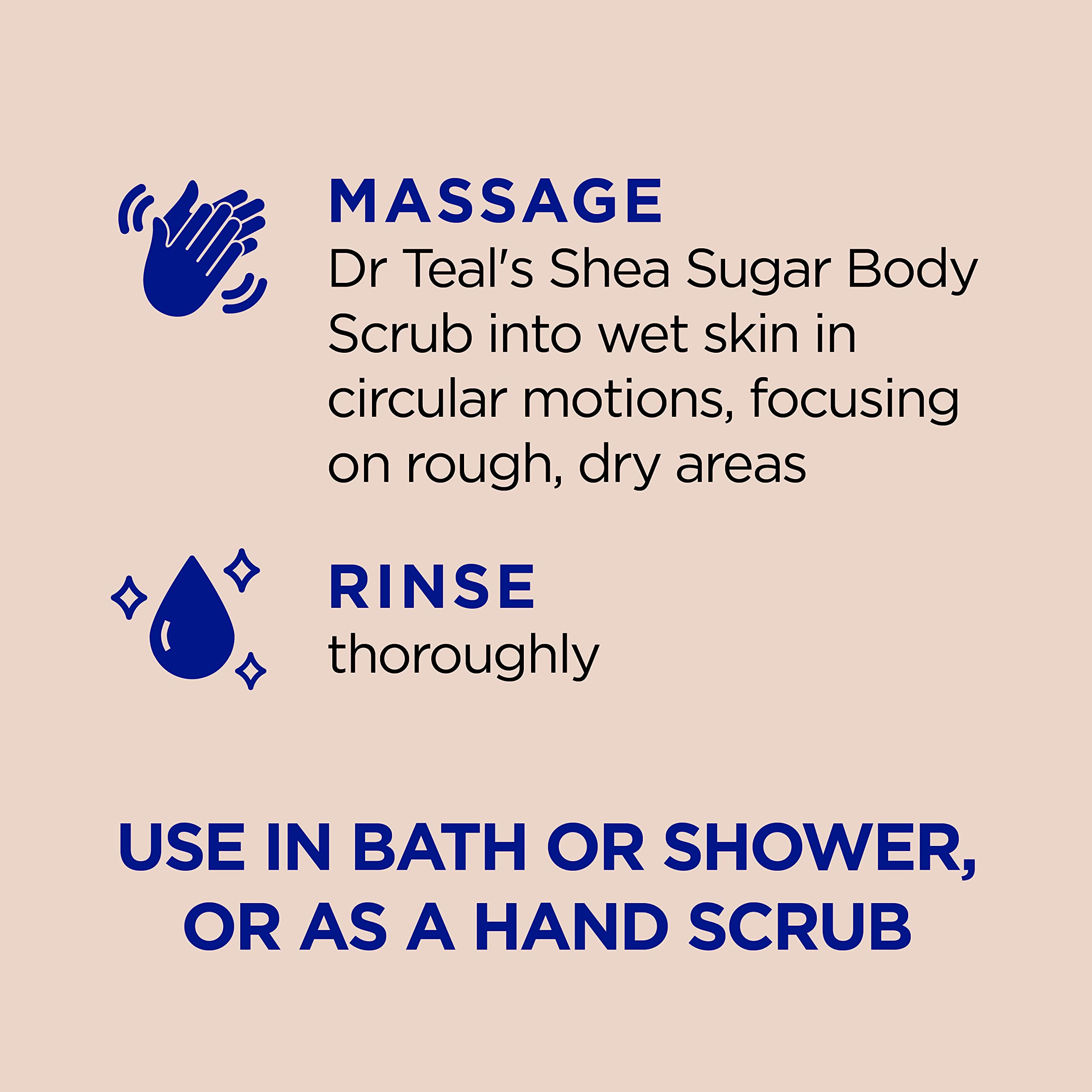 Dr Teal's Shea Sugar Body Scrub, Shea Butter with Almond Oil & Essential Oils, 19 oz (Pack of 3)