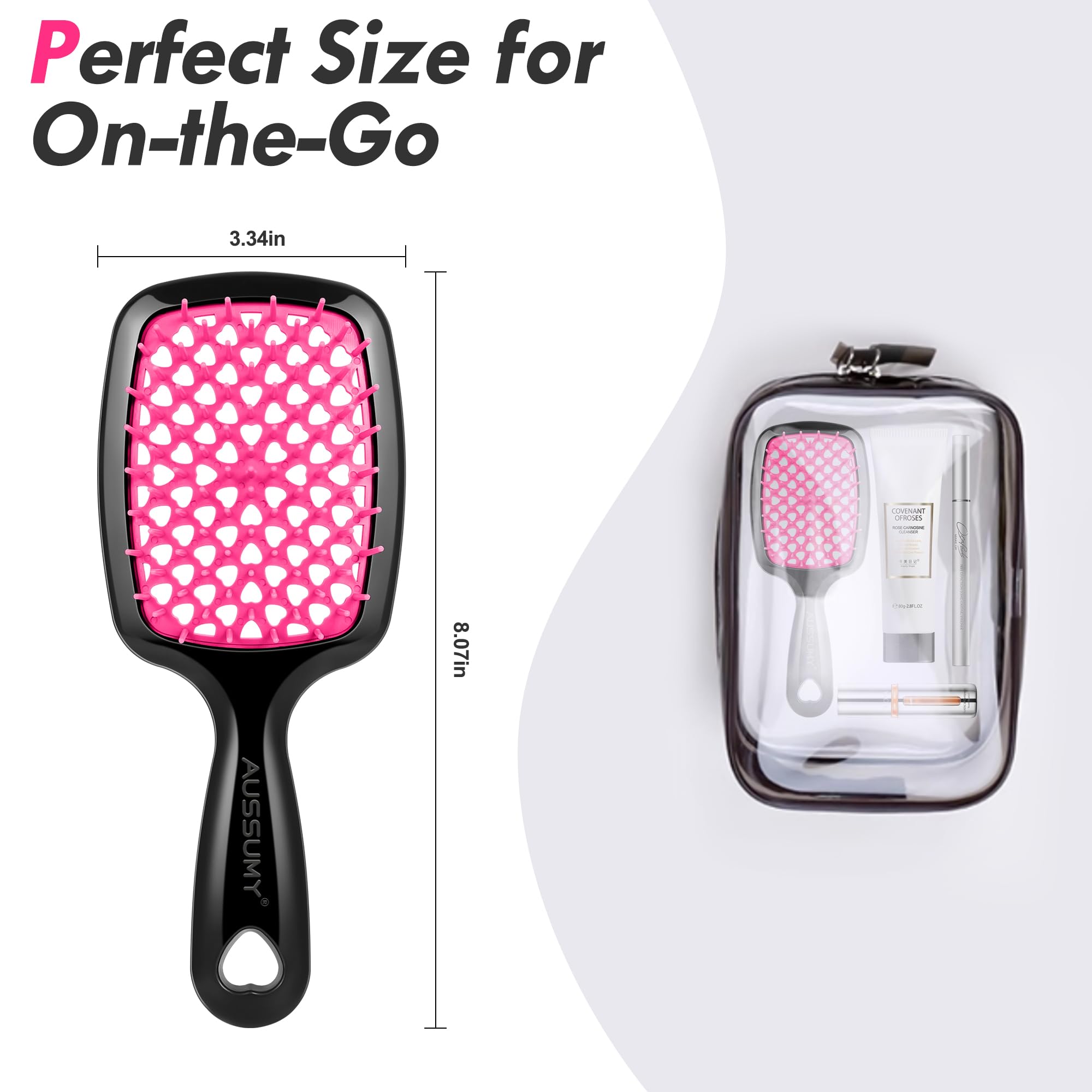 Aussumy 4 Pack Vented Detangling Hair Brush - Detangler Hairbrush with Soft Bristles for Effortless Tangle Free - Ideal for Wet Dry or Curly Damaged Hair for Women Men Kids