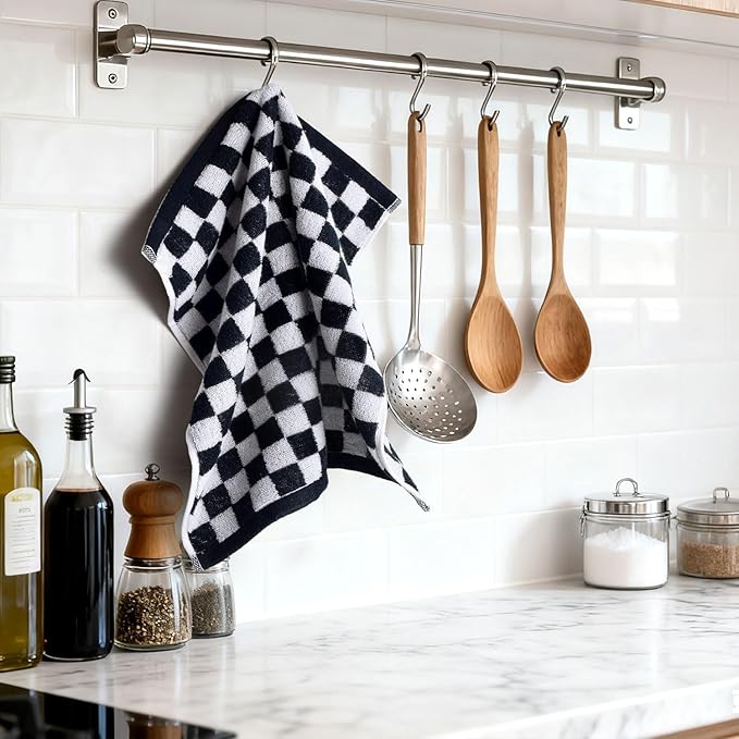 Jacquotha Wash Cloths Checkered 4 Pack (Black and White)