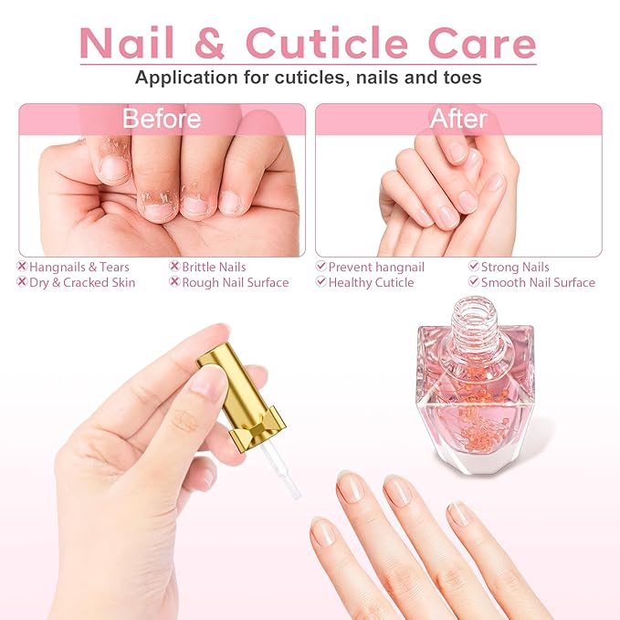 Cuticle Oil, Cuticle Nail Oil Infused with Real Flowers, Peach 12ml