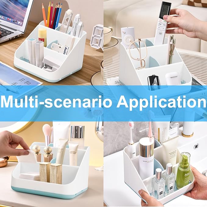 Toothbrush Holder for Bathroom,Detachable for Easy Cleaning Multi-Functional Countertop Storage Organizer,6 Slots Kids Electric Toothbrush and Toothpaste Organizer Caddy for Bathroom Vanity(Blue