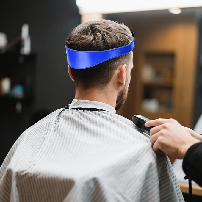 Qiuruoo Self Haircut Cape Kit for Men，Fade Guide for Men Haircut，Hair Cutting Kit Includes Hair Cutting Cape, Adjustable Hair Trimming Guide, Comb，for Adults and Kids, Salon and Home Use(Blue)