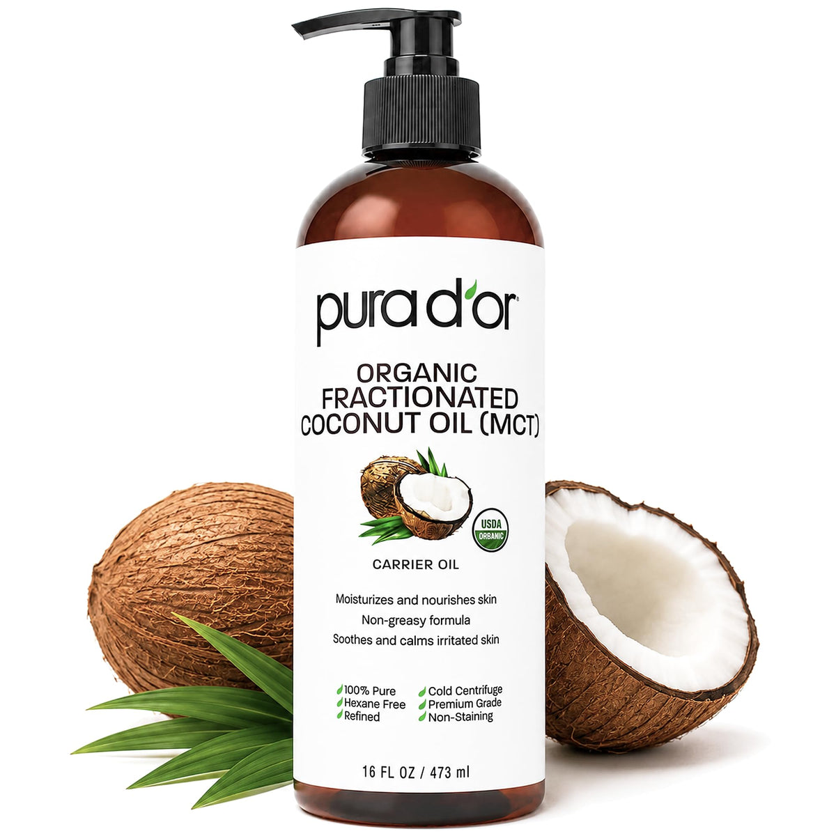 PURA D'OR USDA ORGANIC Grapeseed Oil Pure Cold-Pressed Carrier Oil, 16oz