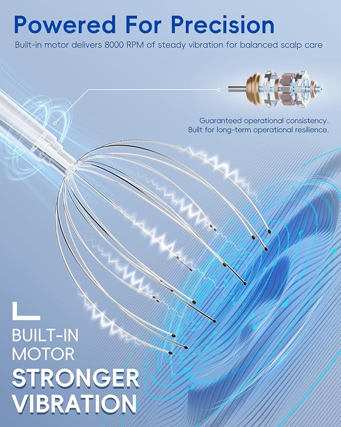 Winyoung Head Massager Scalp, Electric Scalp Massager with 20 Metal Fingers – Head Scratcher & Hair Massage Tool, Waterproof Head Massage for Stress Relief, Stocking Stuffers Gift for Women & Men
