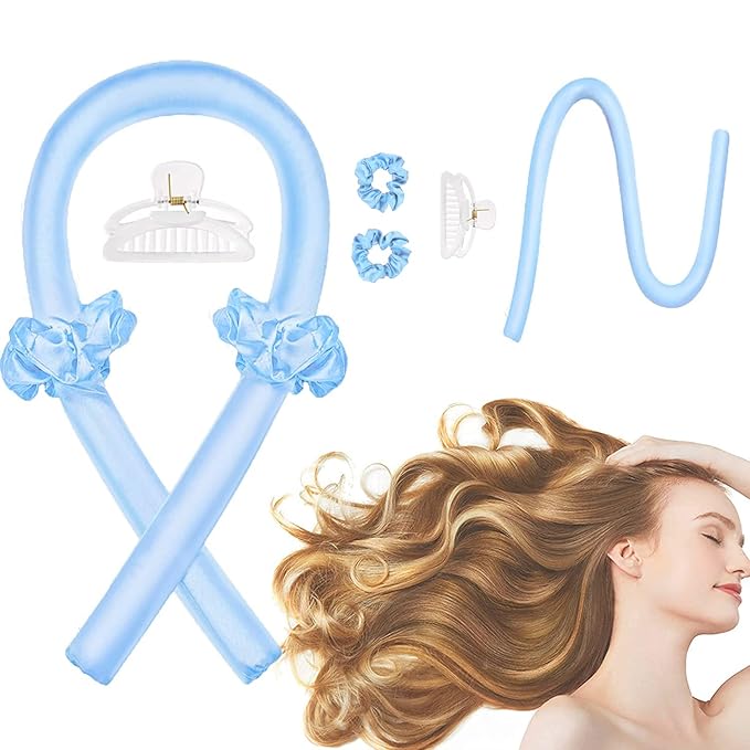 CORATED Heatless Curling Rod Headband, No Heat Curl Set with Hair Clips and Scrunchie, Silk Overnight Styling Kit for Long and Medium Curls