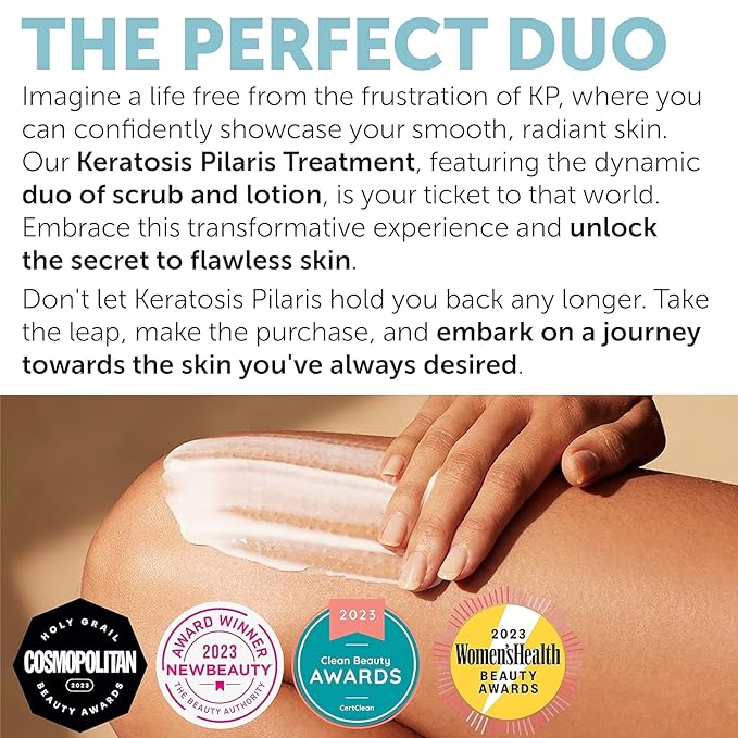 KP Bump Eraser Body Set with 10% AHA | Keratosis Pilaris Treatment | Keratosis Pilaris Lotion | Exfoliating Body Scrub | Bundle Set for Bump, Strawberry Legs, Redness, Dryness
