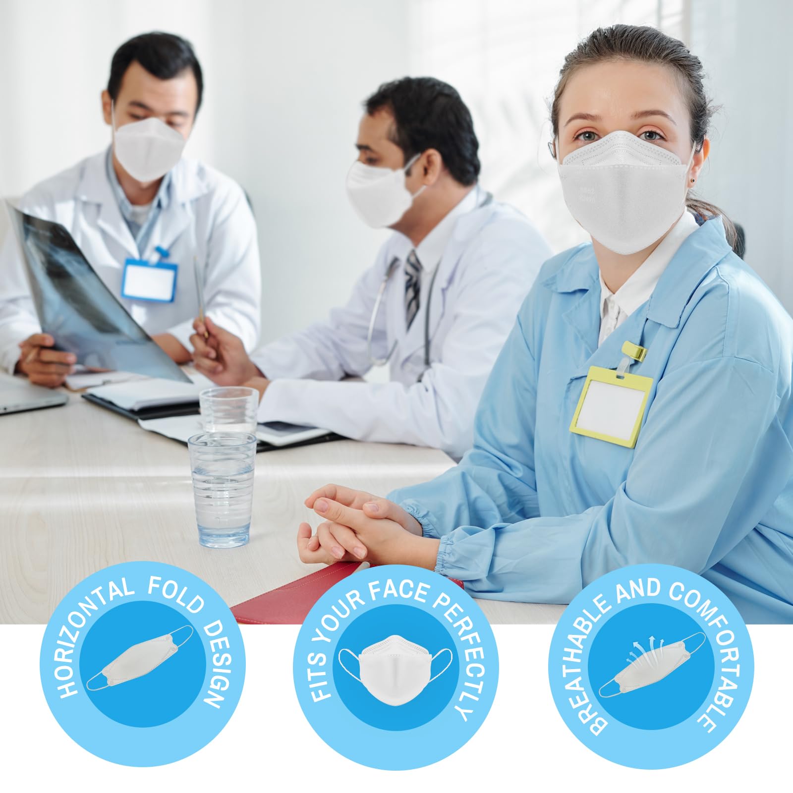 Luesay kn95 Face Masks 50 Pack, Breathable Comfortable and Disposable KN95 Mask, White