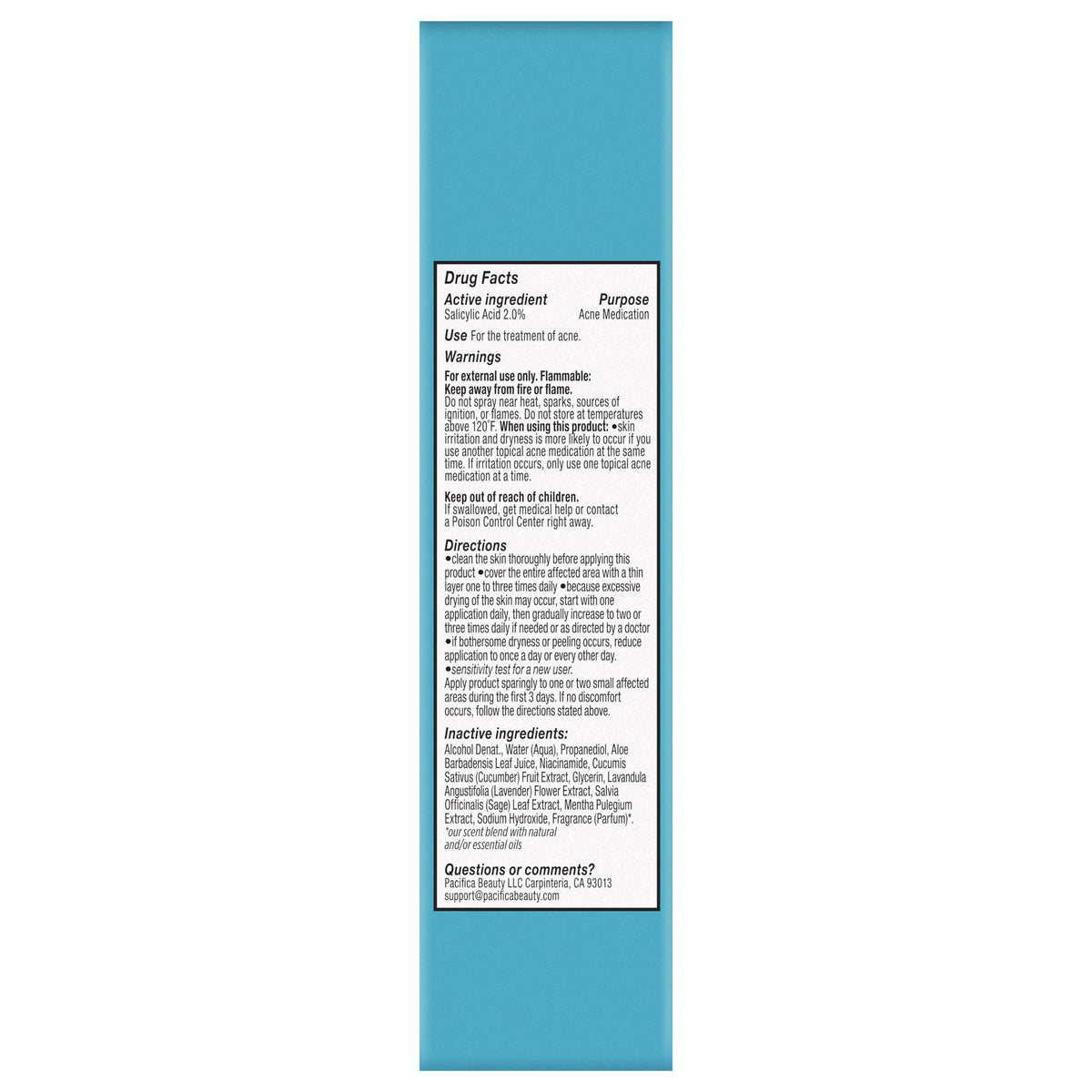 Pacifica Facial Spray for Acne Treatment - Clear Face Mist Acne Spray w/ 2% Salicylic Acid Niacinamide & Aloe - Acne Cleanser - Targets Bacteria for Teens & Adults Vegan Clean Dermatologist Tested