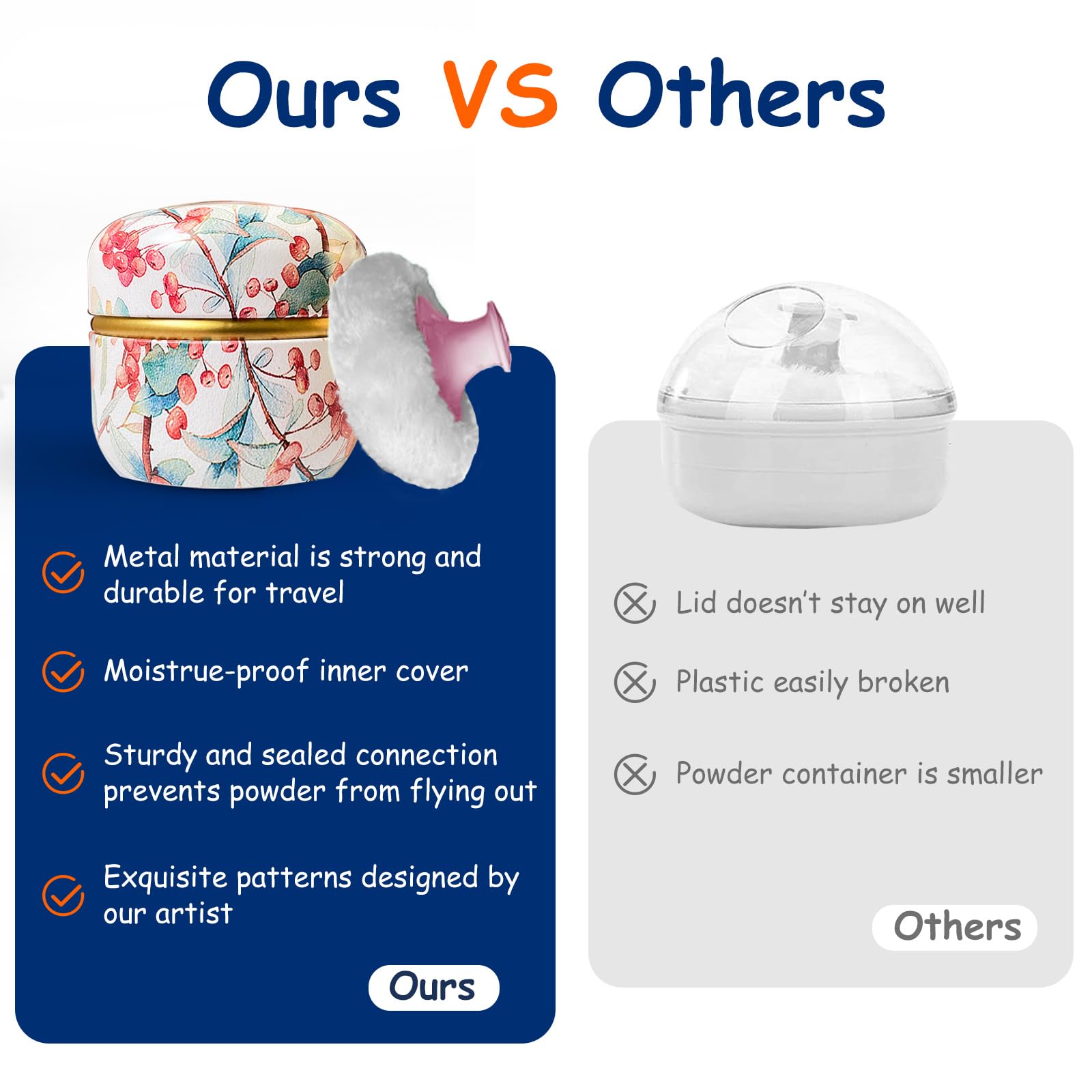 Qopoto Body Powder Puff and Container for Dusting Powder (Ormosia)