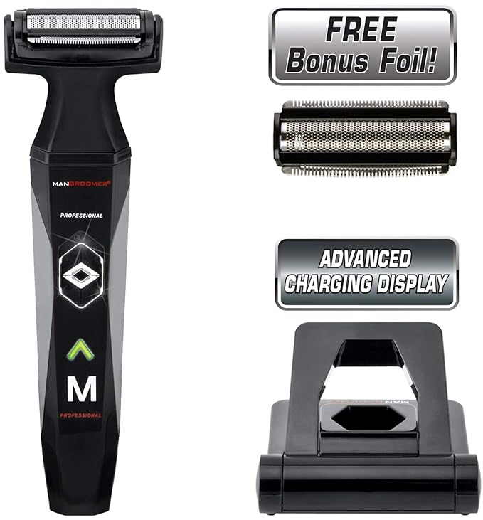 MANGROOMER 2.0 Professional Body Groomer, Ball Groomer & Body Trimmer With Propivot Flexing Head, 3 trimmer Combs, Wet/ Dry & A Free Bonus Foil!