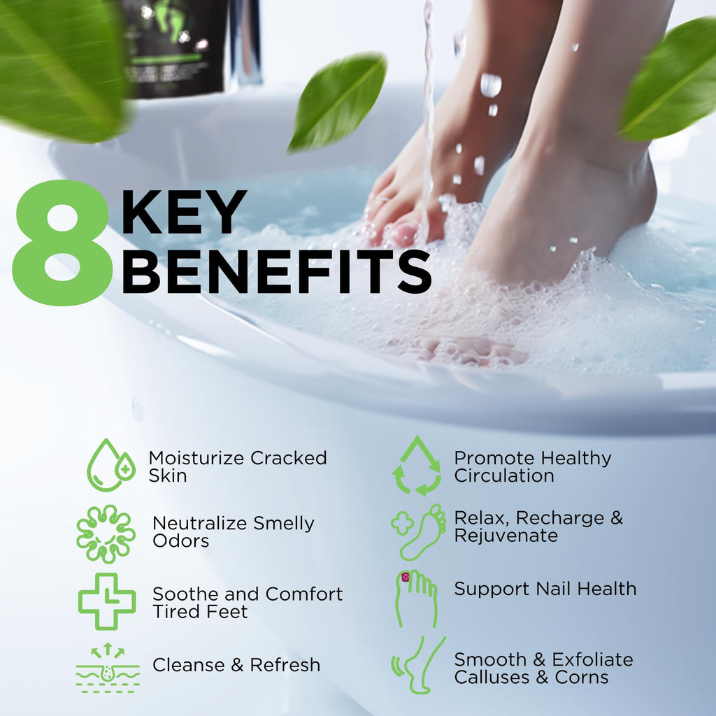 Tea Tree Oil Foot Soak with Epsom Salt - Made in USA - for Toenail irritations, Athletes Foot, Stubborn Foot Odor Scent, Softens Calluses & Soothes Sore Tired Feet - 16 Ounce