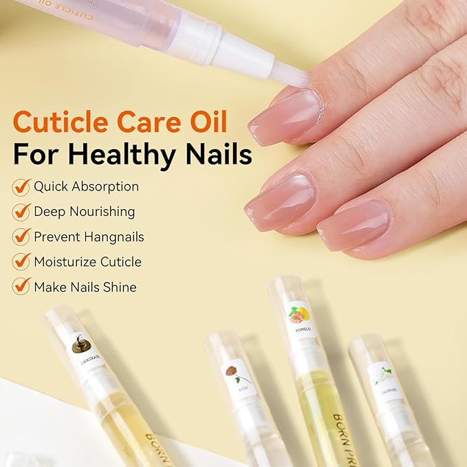 Born Pretty 6Pcs Nail Cuticle Oil Pen,Cuticle Revitalizer Oil Nails Nutrition Oils Repair Nail Care Essential Oils,Nail Art Treatment Softening Pen Tool Nails Moist Nail Strengthener
