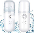 Honoson 2 Pack Nano Facial Mister Spray Bottle Handheld Humidifier Portable Face Mister for Eyelash Extensions USB Rechargeable 1 oz Mini Skin Care Machine for Daily Makeup(White)