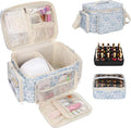 Bagmoly Nail Polish Organizer, Nail Polish Storage Holds 42+ Bottles & Nail Lamp, Portable Travel Nail Kit Storage Carrying Case Fits Nail Suppiles, Gift for Manicurist, Grils - Blue Flower