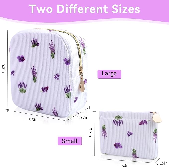 2-Pack Period Bag for Women Girls, Portable Corduroy Sanitary Napkin Storage Bag Period Pouch Small Discreet Menstrual Pouch, Sanitary Pads Period Kits Tampons Holder for First Period