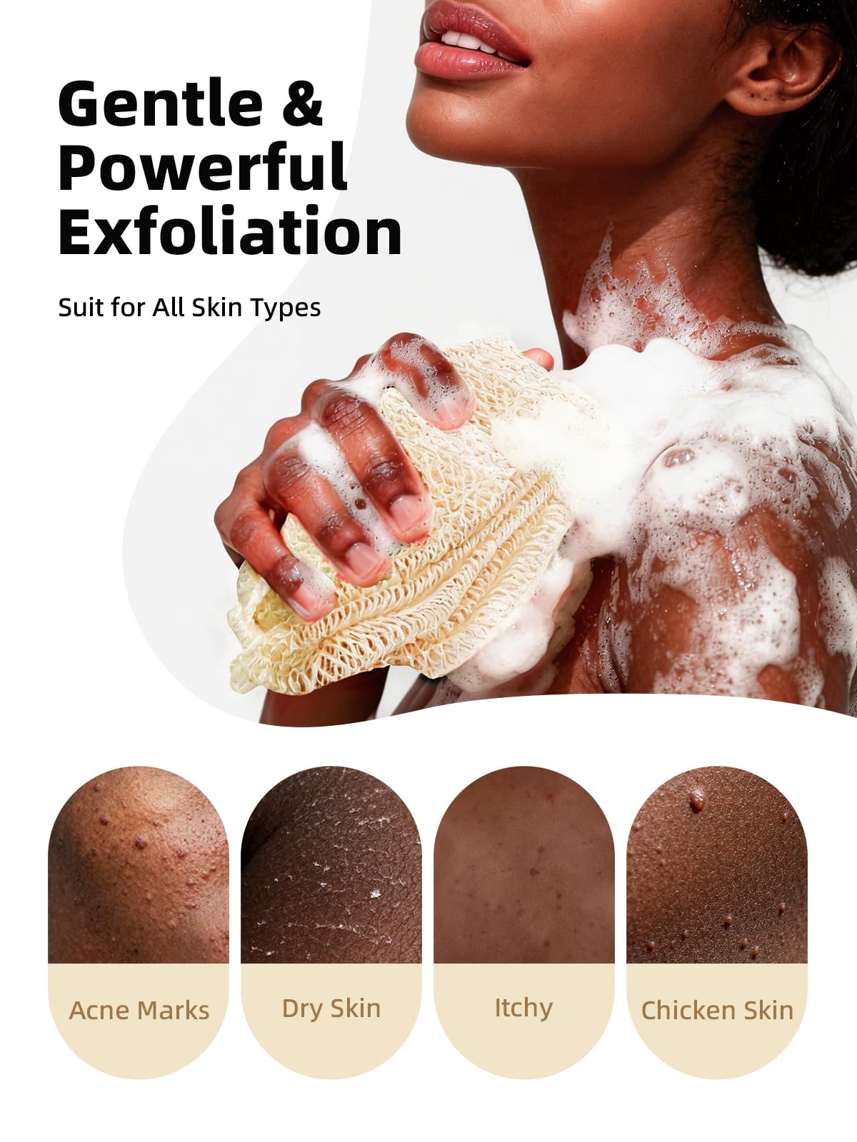 Cleangor 2Pcs African Net Sponge Authentic with Knots - Exfoliating Body