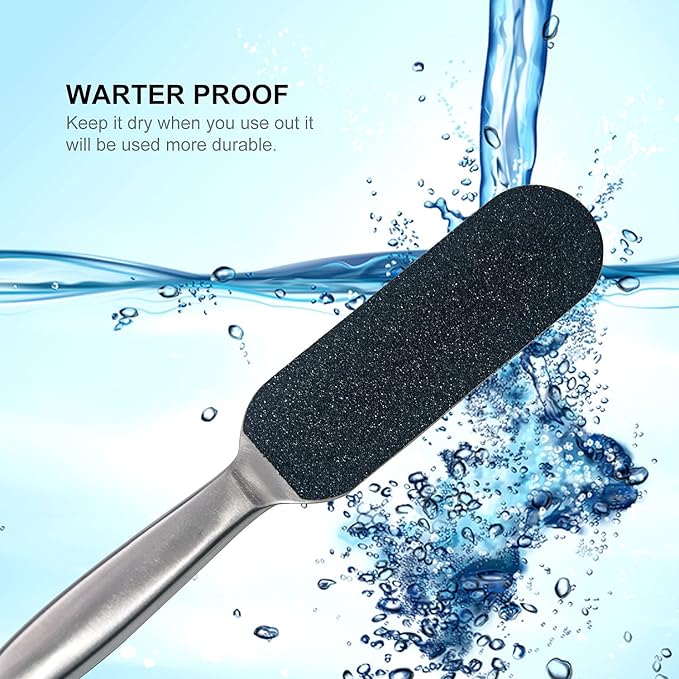 1 Pcs Professional Pedicure Foot File and Callus Remover for Hard Skin,Stainless Steel Foot Rasp File with 10 Free Refill Grits Replacement Pads with Two Sides Simple Bath Pedicure Salon Foot Scrubber