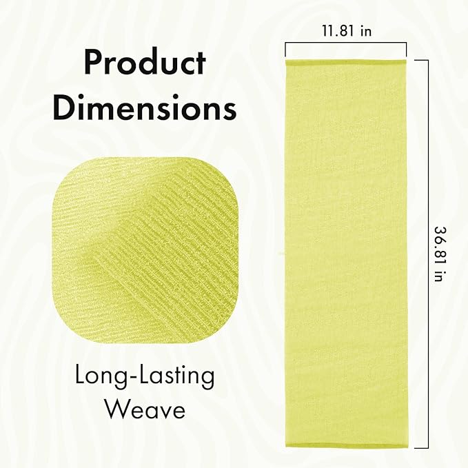 Bathway Exfoliating Washcloth Body Scrubber, 36.81-Inch Quick-Dry Exfoliating Towel, Japanese Loofah Back Scrubber Towel for Women Men (Blue & Rose Red & Yellow, Pack of 3)