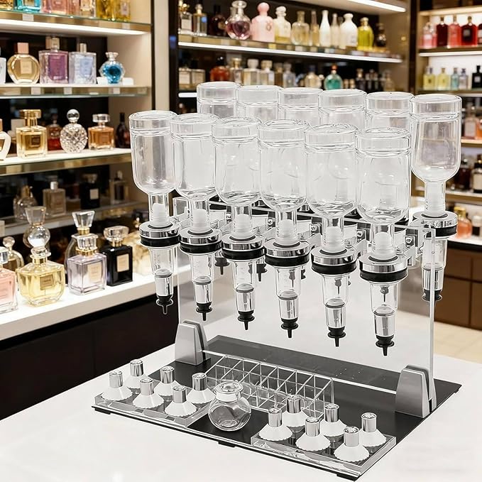 ZIXIAOS Perfume Refill Tool Kit with 12 Bottles, Perfume Dispenser Transfer Tools, Liquid Filling Machine Transfer Kit for Liquid Cologne Fragrance Sample Essential Oils