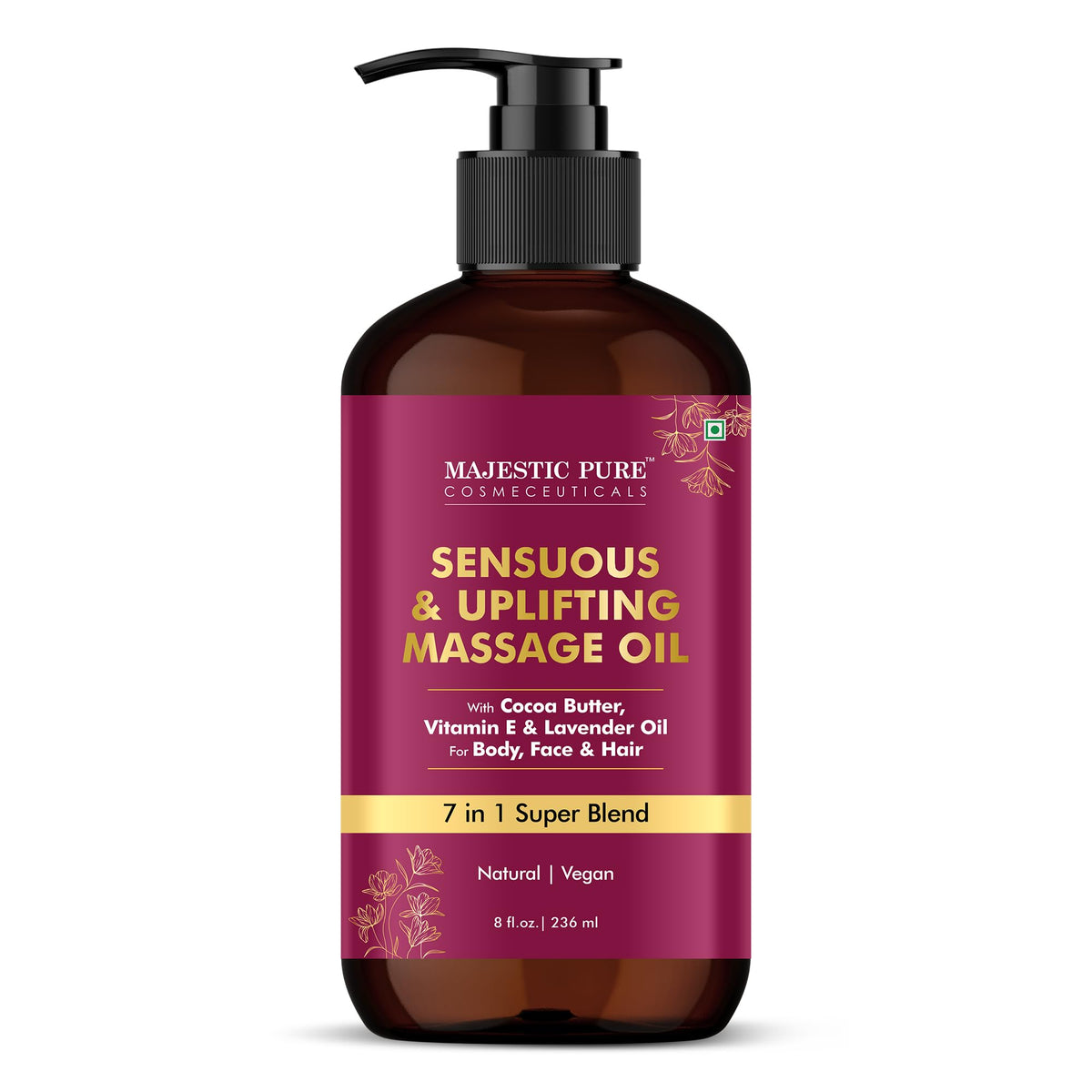 Majestic Pure Cellulite Massage Oil, Toning Body Blend, 8 Fl Oz, 2-Pack