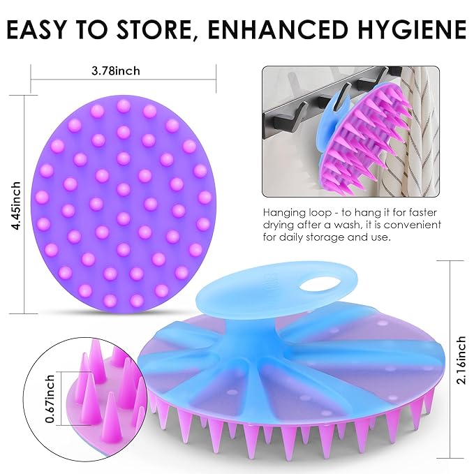 INNERNEED Silicone Scalp Scrubber for Hair Washing & Scalp Massage, Purple