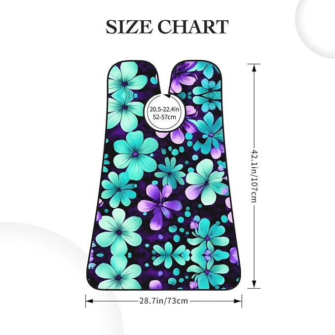 Purple And Teal Flowers Print Beard Bib Shaving Apron, Beard Hair Trimming Cape Gift For Dad