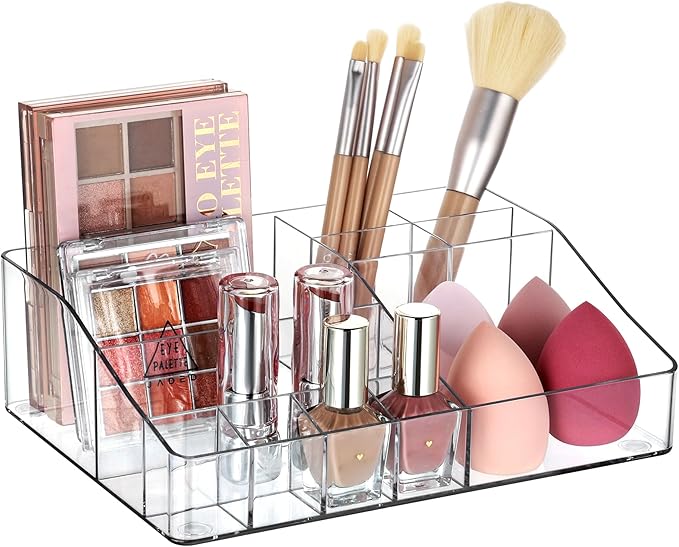 Vtopmart Clear Plastic Devided Makeup Organizer Tray