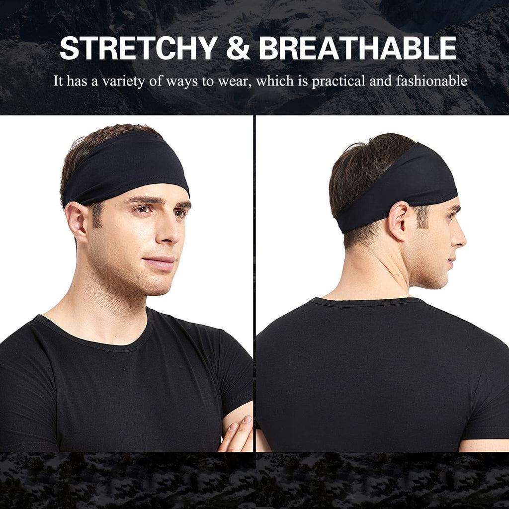 Acozycoo Mens Running Headband,5Pack,Mens Sweatband Sports Headband for Running,Cycling,Basketball,Yoga,Fitness Workout Stretchy Unisex Hairband (Black, red, Green, Dark Gray, Ocean Blue)