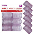 DONNA Wire Mesh Hair Rollers 1.75 Inch Jumbo Size, 6 Pack Lightweight Metal Curlers for Smooth Voluminous Waves, Durable Wire Construction for Heatless Styling, Purple