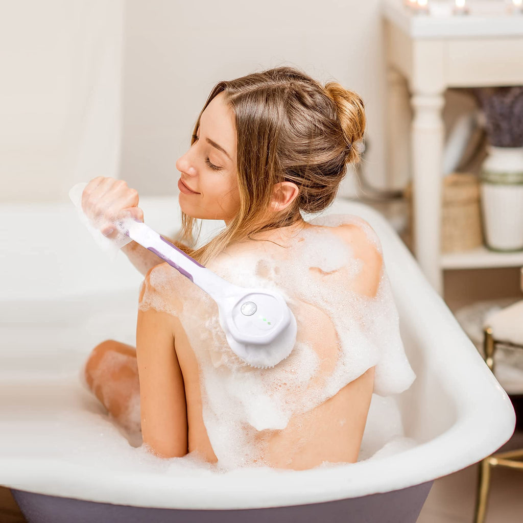 SoulBay IPX7 Electric Body Brush with 17" Handle, 5 Brush Heads