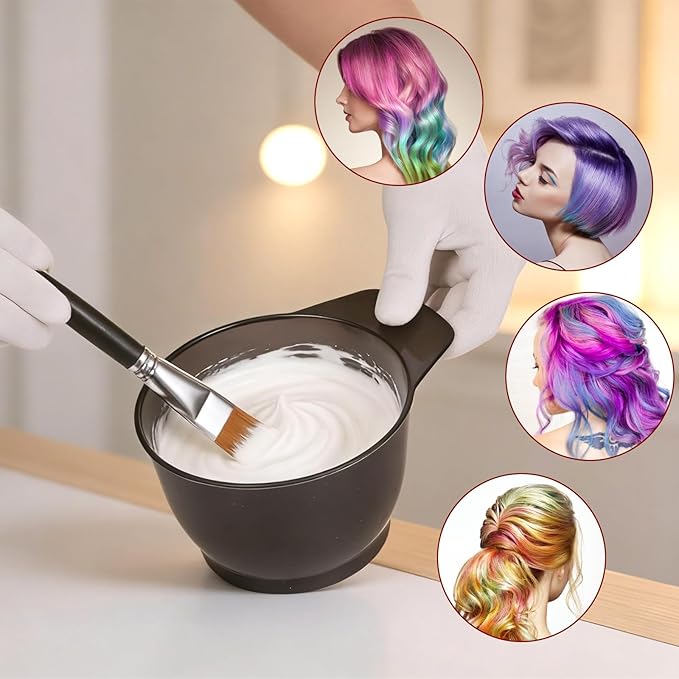 Qulkws 2 Pcs Hairs Dye Bowles Hair Color Bowl Plastic Hair Color Mixing Tint Bowls Applicator Bowls Hairs Dyeing Coloring Tools for Salon (Transparent Black)