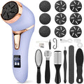 Electric Callus Remover for Feet, Portable Pedicure Kit Foot File Callus Remover, Rechargeable Waterproof Foot File for Foot Care Deadskin Remover with 9Head&LCD Display, Purple