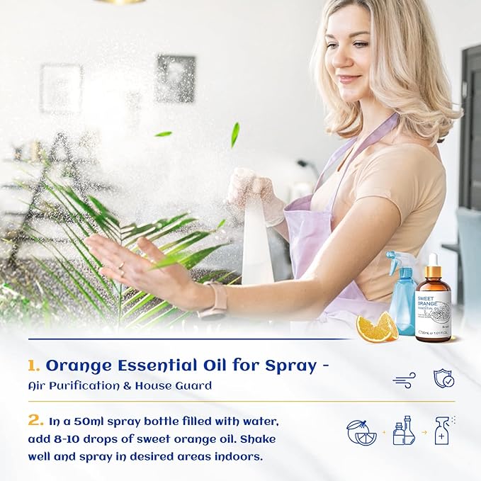 HIQILI Sweet Orange Essential Oil for Diffusers & Skin Care